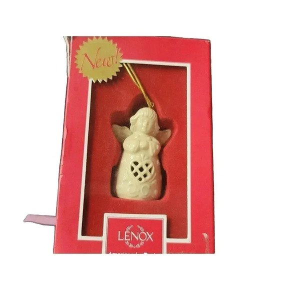 Lenox Ivory Angel Wishes Heart Bell With Gold String Xmas Ornament 847021 MCM - Picture 1 of 9